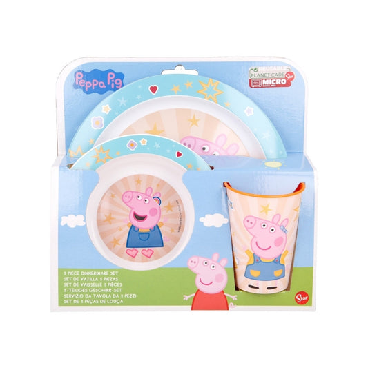 set 3 pz. 2 piatti + bicchiere Peppa Pig - adatti al microonde