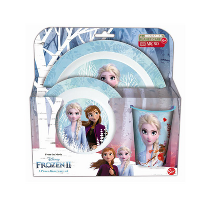 Set 3 pz. micro 2 piatti + bicchiere Frozen II Blue Forest