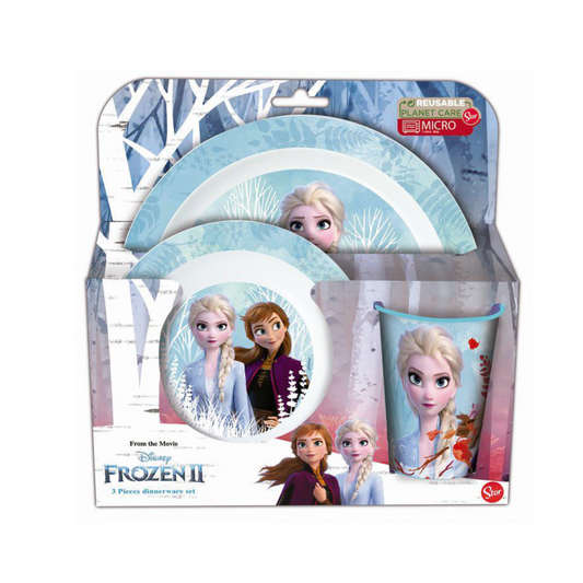 Set 3 pz. micro 2 piatti + bicchiere Frozen II Blue Forest