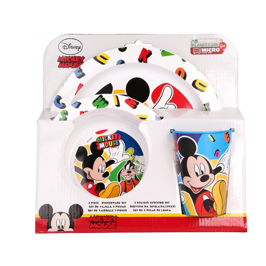 Set 3 pz.micro 2 piatti + bicchiere Mickey Cool Summer