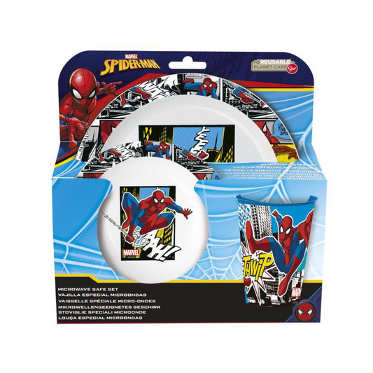 set 3 pz.micro 2 piatti + bicchiere Spiderman Streets