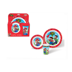Super Mario set 3 pz.micro 2 piatti + Bicchiere