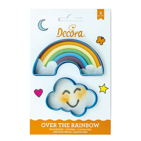 Set of 2 plastic rainbow and cloud cookie cutters