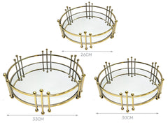 Set 3 vassoi tondi 8x26cm 8x30cm 8x33cm in oro