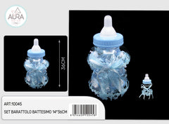 Set barattolini biberon 30pz 14x36cm azzurro