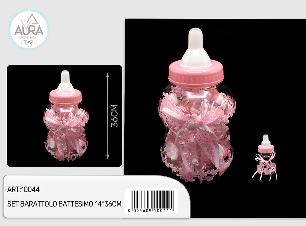 Set barattolini biberon rosa 14x36 cm – Aura, 30 pz
