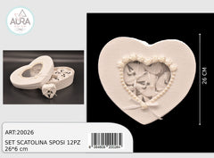 Set scatoline cuore sposi 12pz 26x6cm