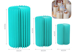 Set 3 cilindri in carta pieghevoli 40x60cm - 40x80cm - 40x100cm celeste