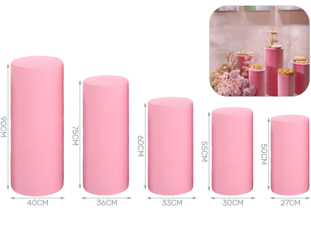 Set 5 cilindri in metallo rosa