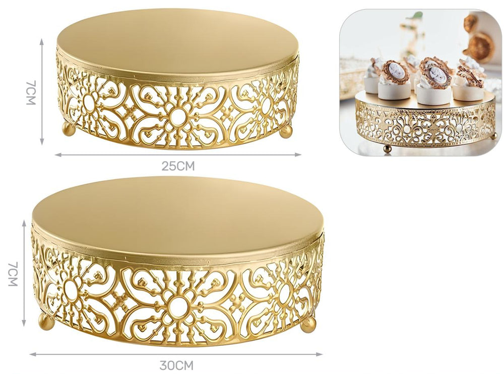 Set 2 vassoi tondi oro Ø 25 e 30 cm – Aura, 2 pz