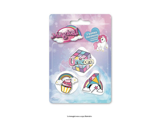 set gomme sagomate unicorno