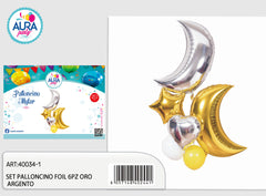 6-piece gold/silver foil balloon set