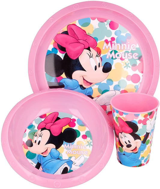 Minnie set 3 pz.piatti fondo + piano + Bicchiere