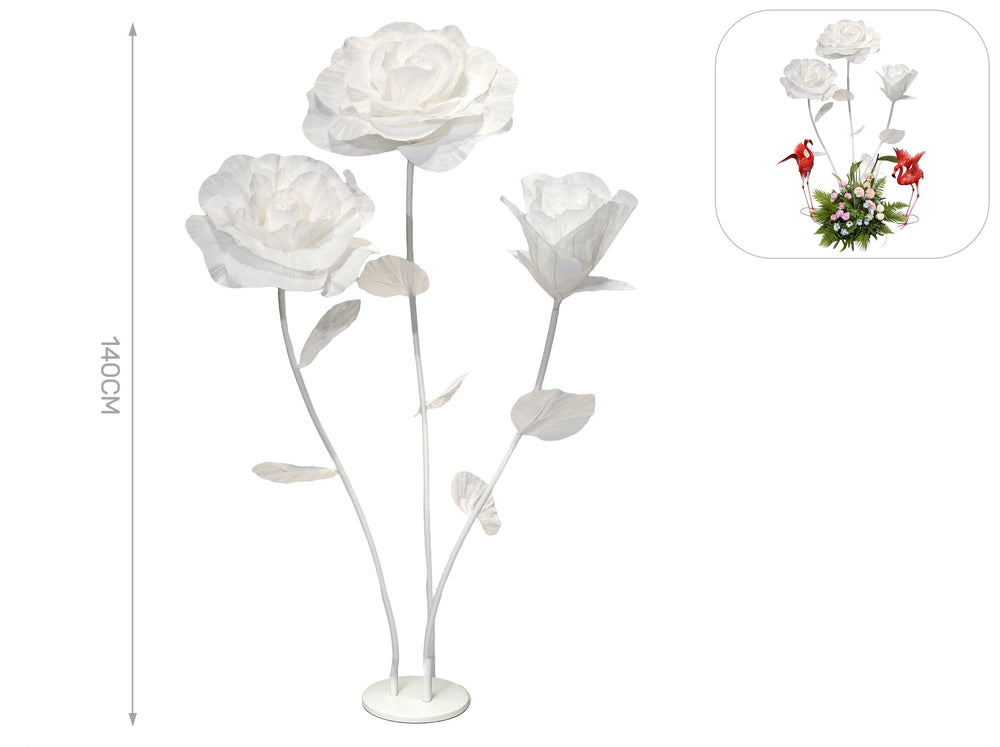 Set of white roses, 20, 40, 50cm diameter