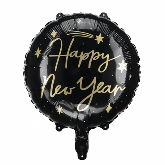Foil balloon Happy New Year 45cm black