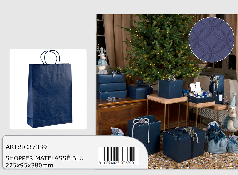 Shopper 27,5x9,5x38cm  mattelassé blu