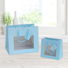 Shopper plastificato opaca f.to 16x8x14cm window azzurro