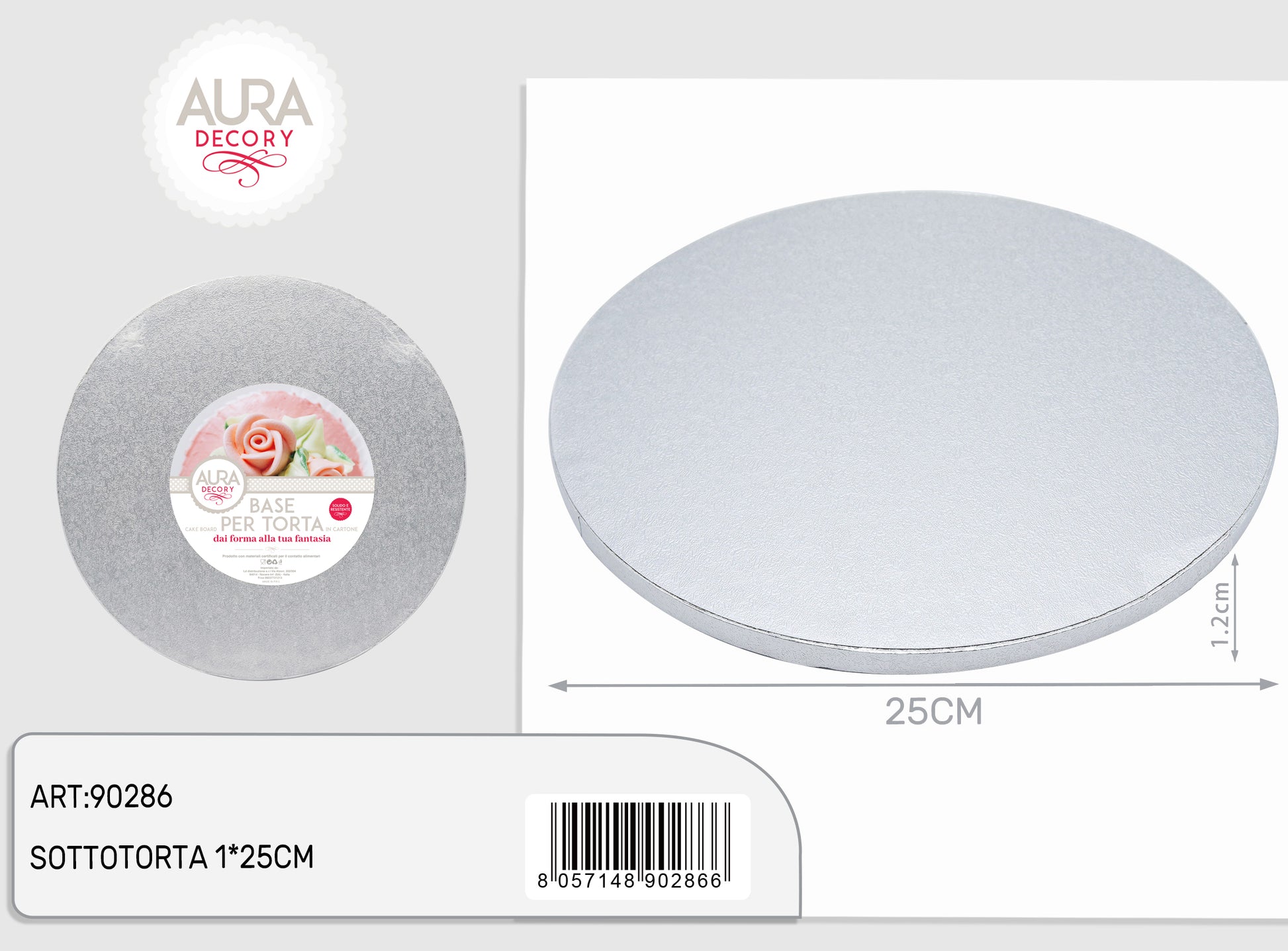 sottotorta tondo argento 25cm