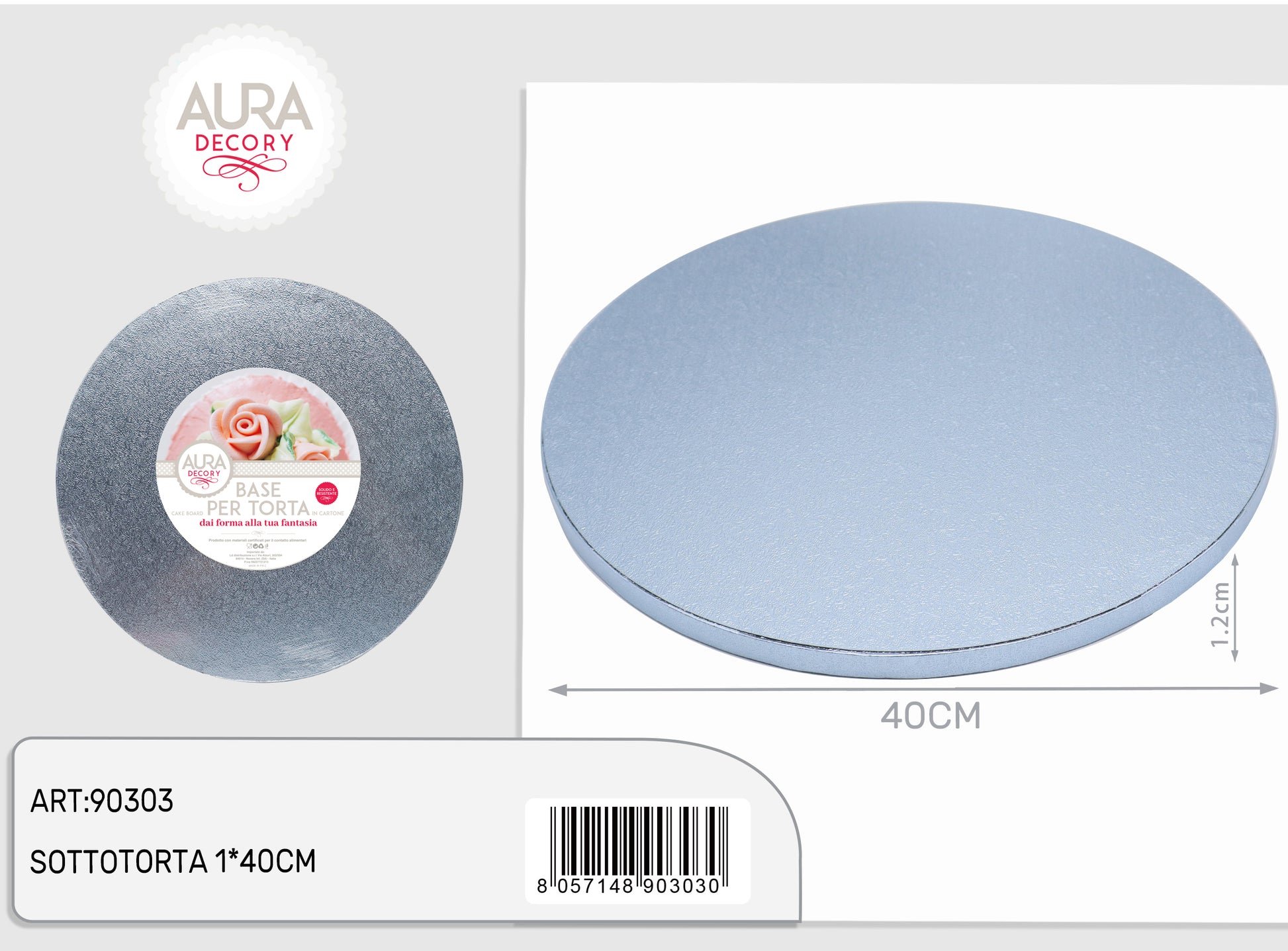 sottotorta tondo azzurro 40cm