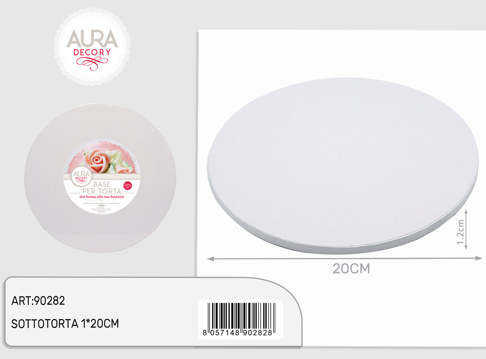 Sottotorta rotondo diametro 20cm x 1,2cm altezza bianco