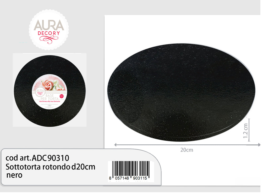Sottotorta rotondo diametro 20cm x 1,2cm altezza nero