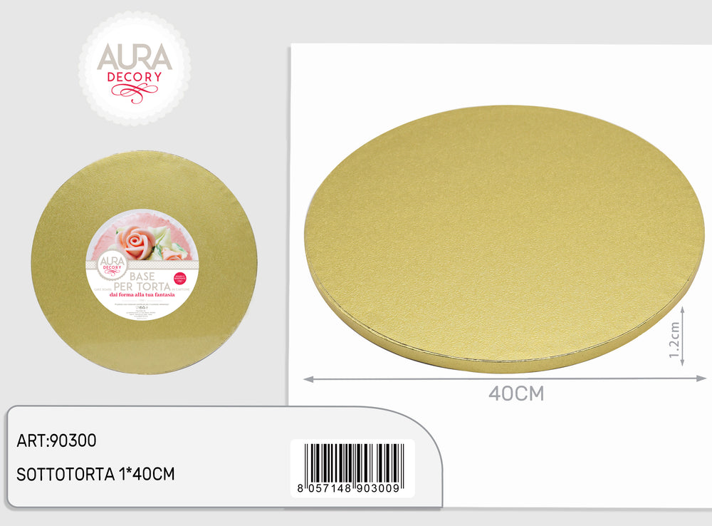 Sottotorta rotondodiametro 40cm x 1,2cm altezza oro