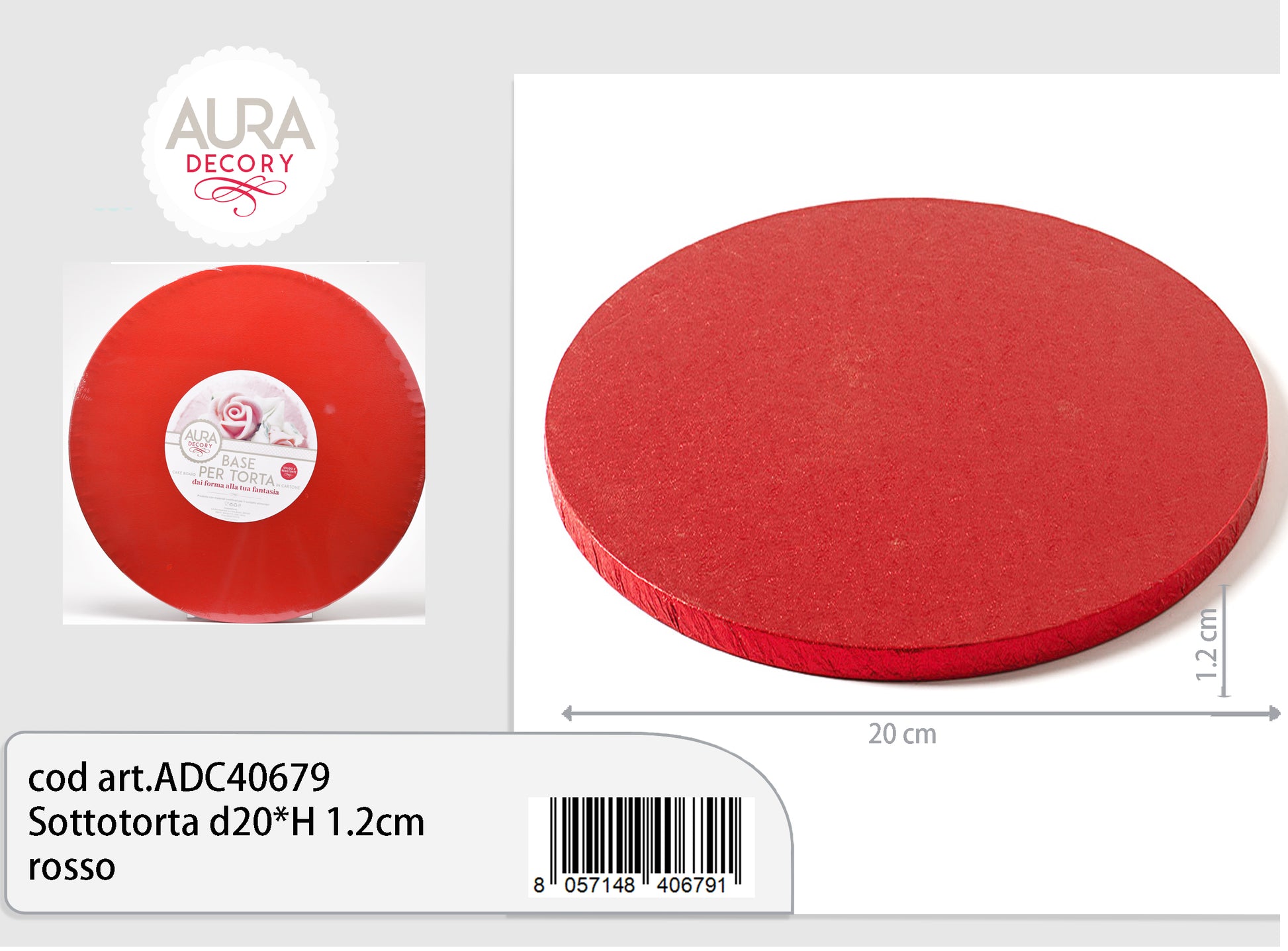 sottotorta tondo rosso 20cm