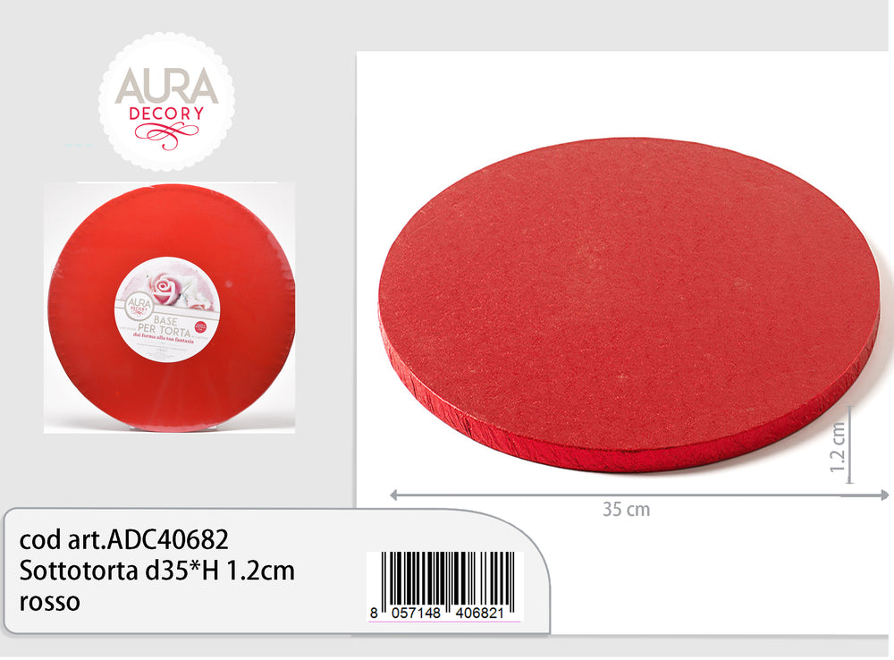 Sottotorta rotondo diametro 35cm x 1,2cm altezza rosso
