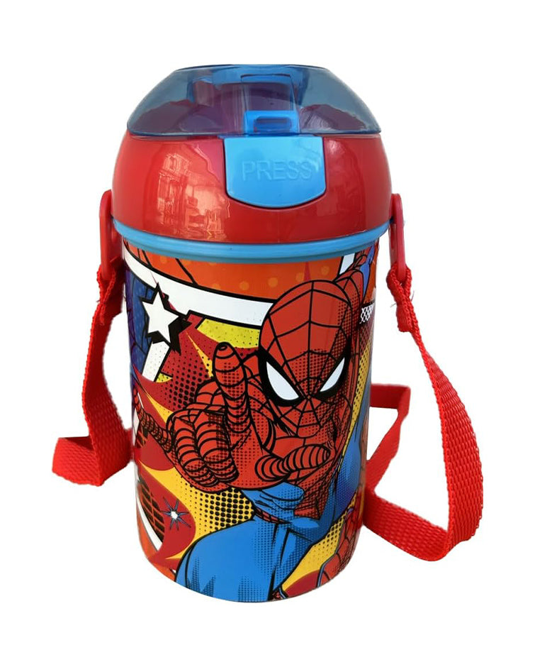 Spiderman 450ml pop-up water bottle with shoulder strap