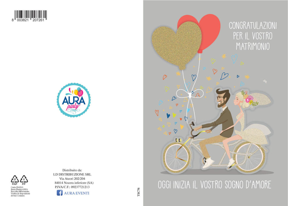 Tandem Wedding Greeting Card