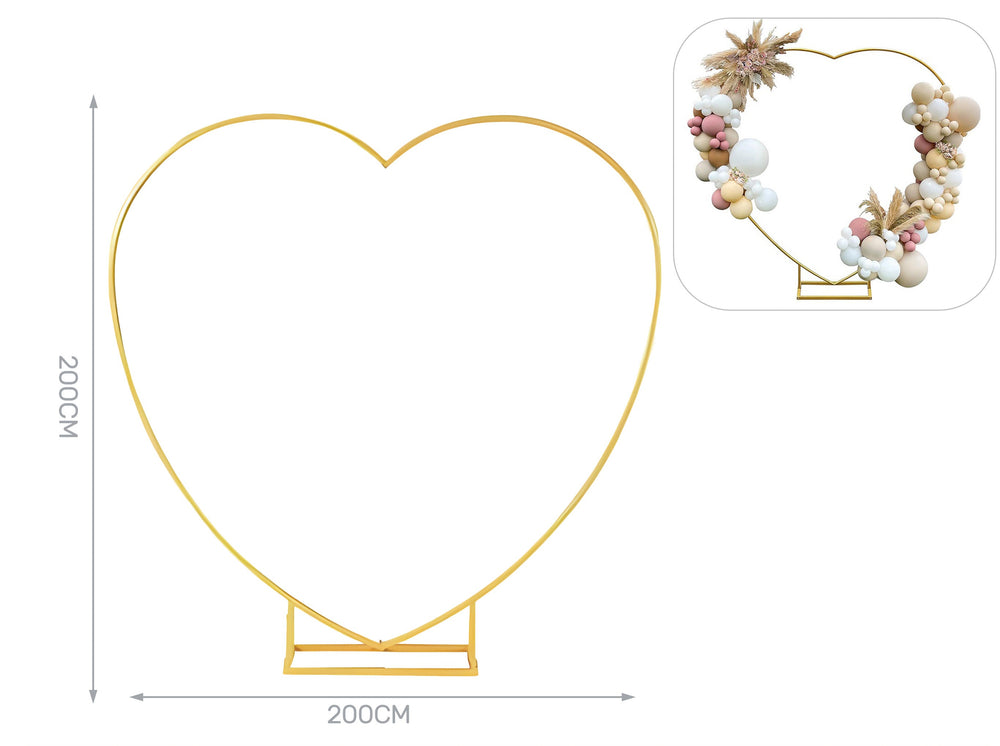 Supporto per palloncini cuore 200x200cm oro