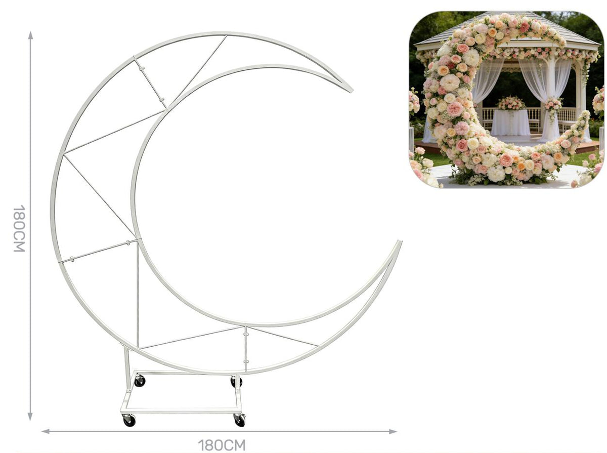 Struttura a mezzaluna in metallo bianco con ruote 180x180 cm Aura