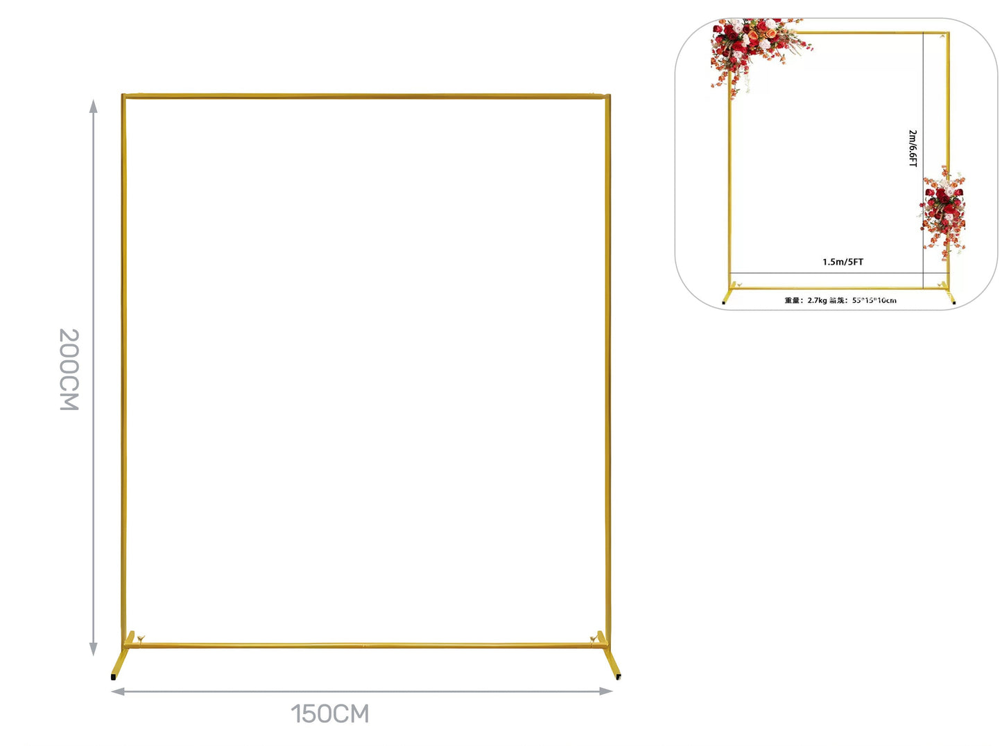 struttura rettangolare 150x200cm