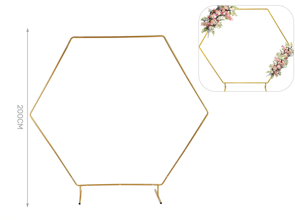 200cm Gold Hexagonal Balloon Stand