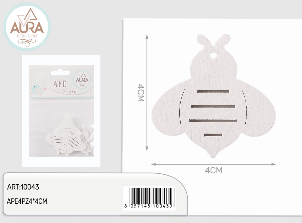 bee 4pcs 4x4cm white