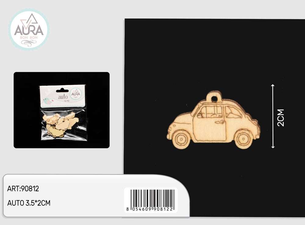 auto  decorazione in legno 12pz