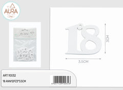 Tag in legno 18 anni 12pz 3x3,5cm bianco