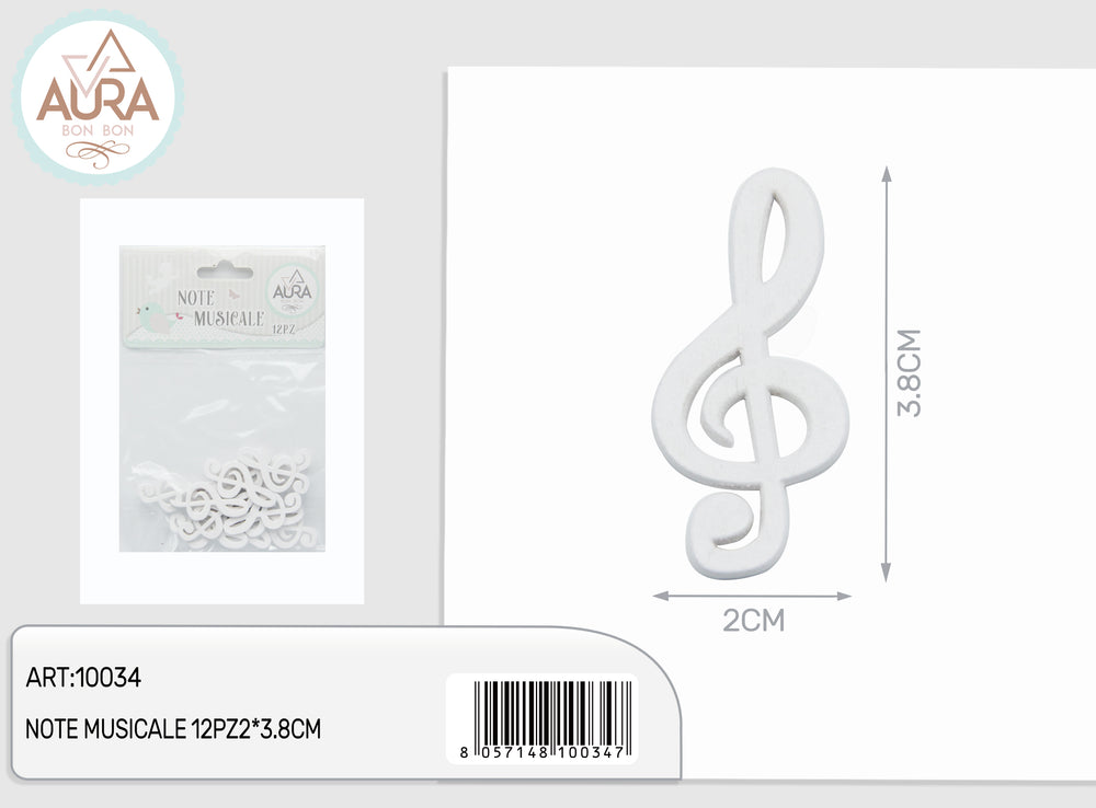 12pcs 3x3.5cm white musical note wooden tags