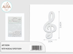 Tag in legno nota musicale 12pz 3x3,5cm bianco