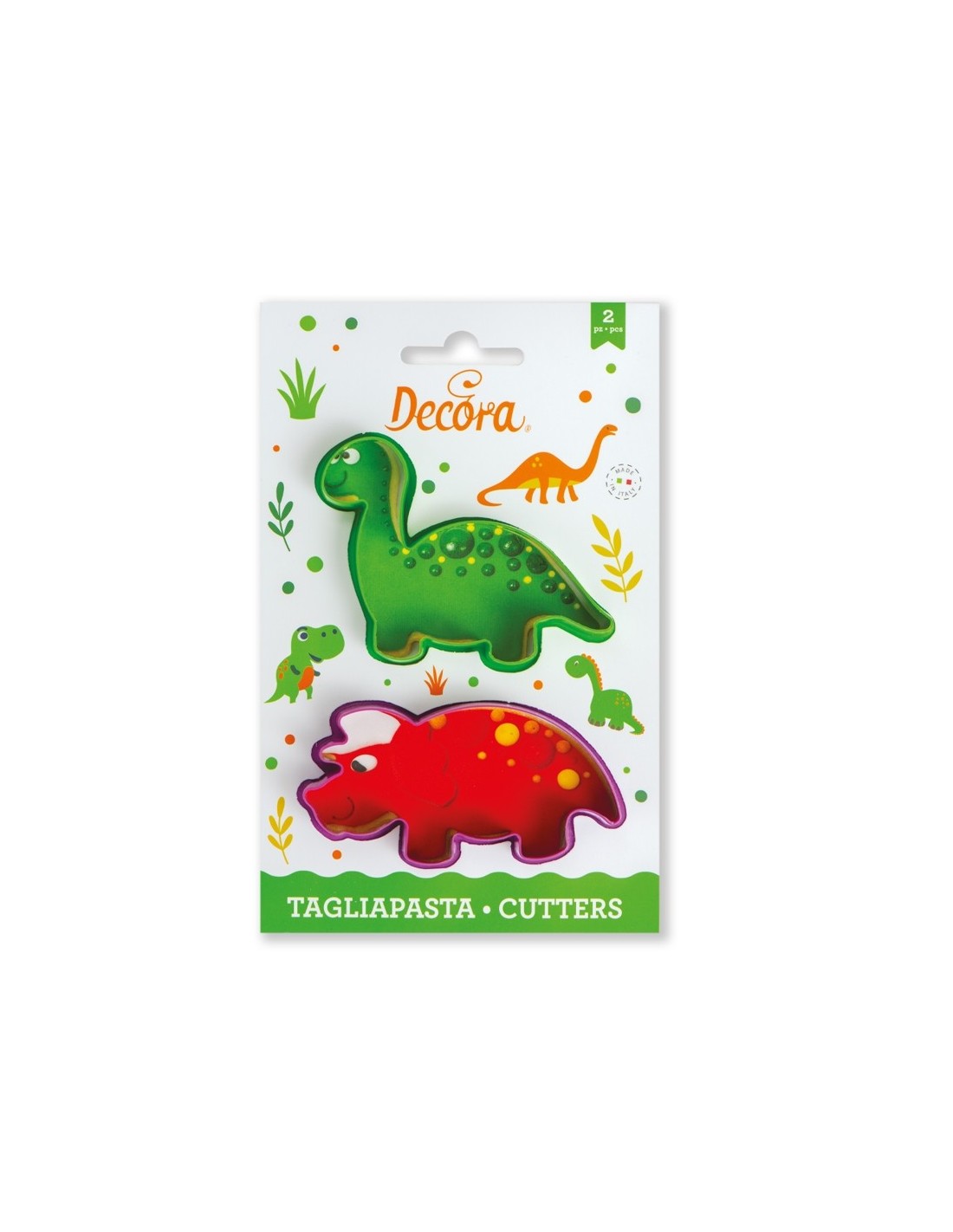 Set 2 tagliapasta dinosauro in plastica