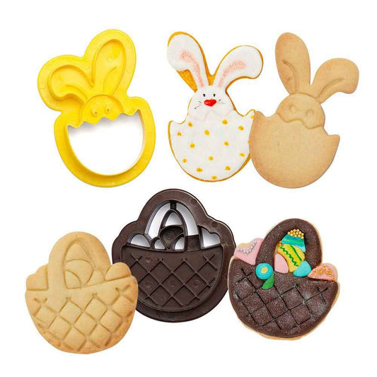 Set of 2 plastic basket and bunny cookie cutters