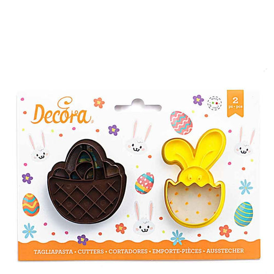 Set of 2 plastic basket and bunny cookie cutters