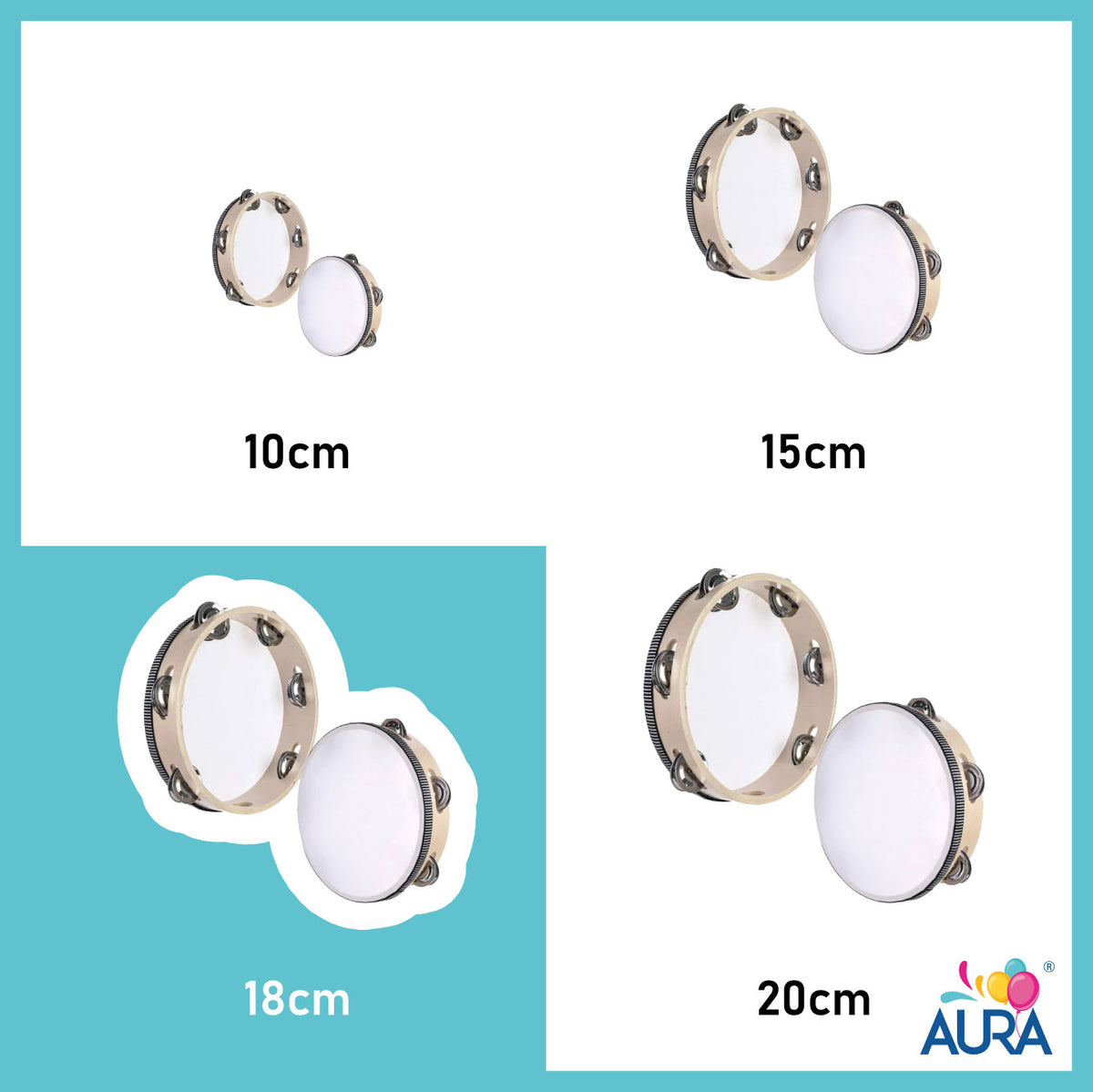 Tamburello personalizzabile Ø 18 cm Aura