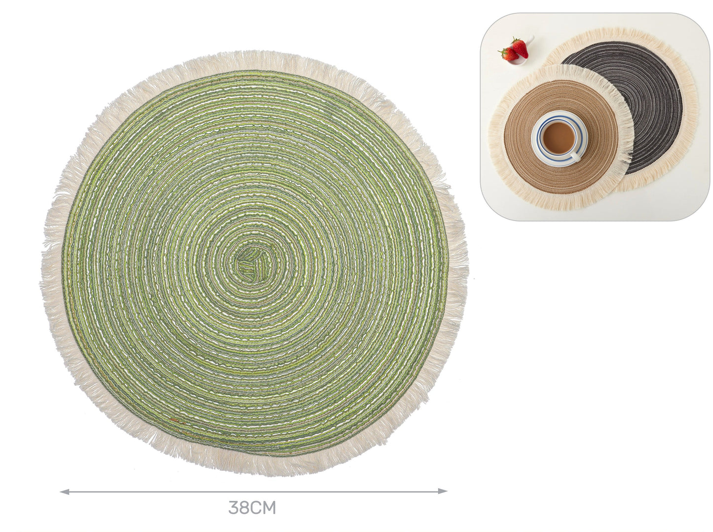 tovaglietta canapa verde con frange