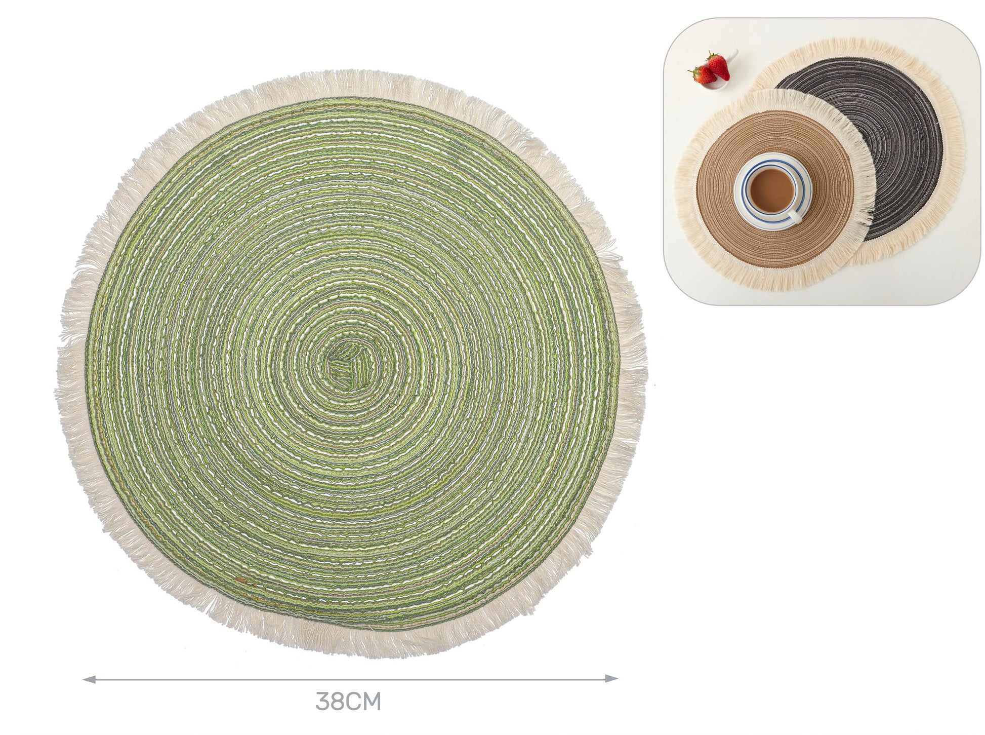 tovaglietta canapa verde con frange