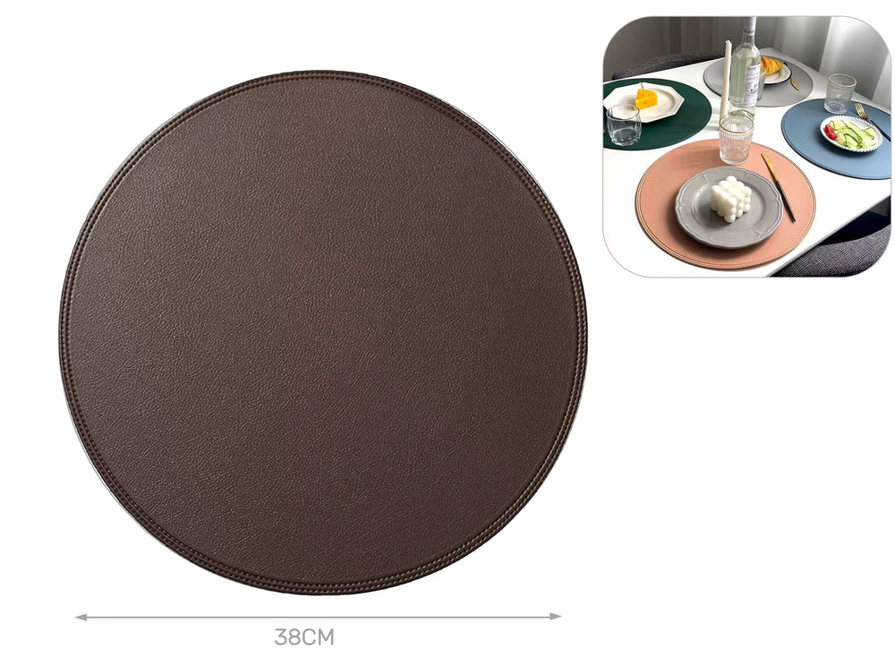 Round placemat 38x38cm brown