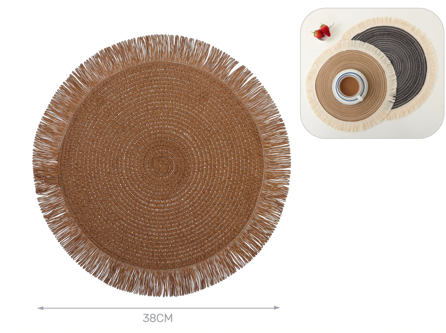 tovaglietta marrone con frange