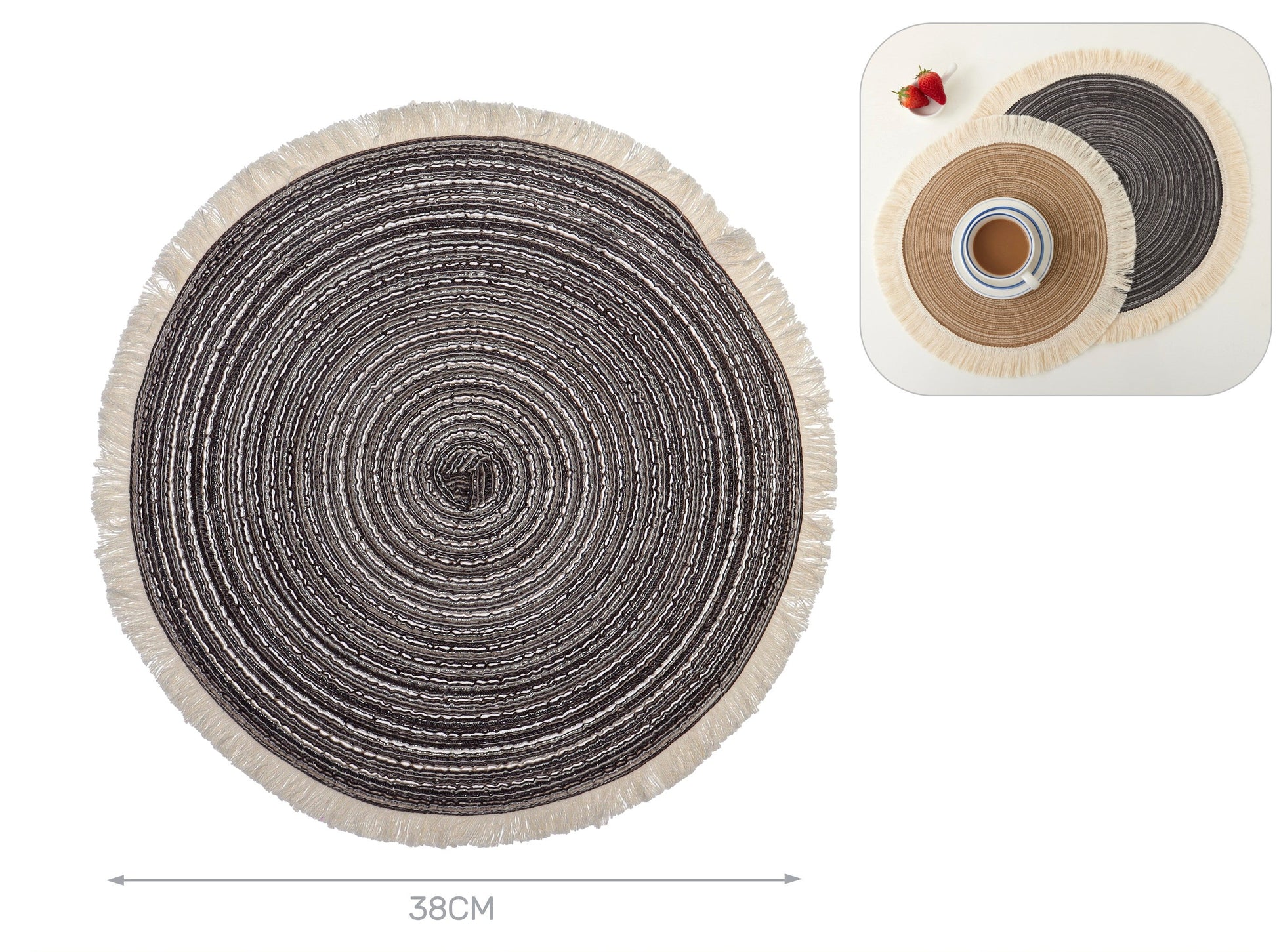 tovaglietta nera con frange