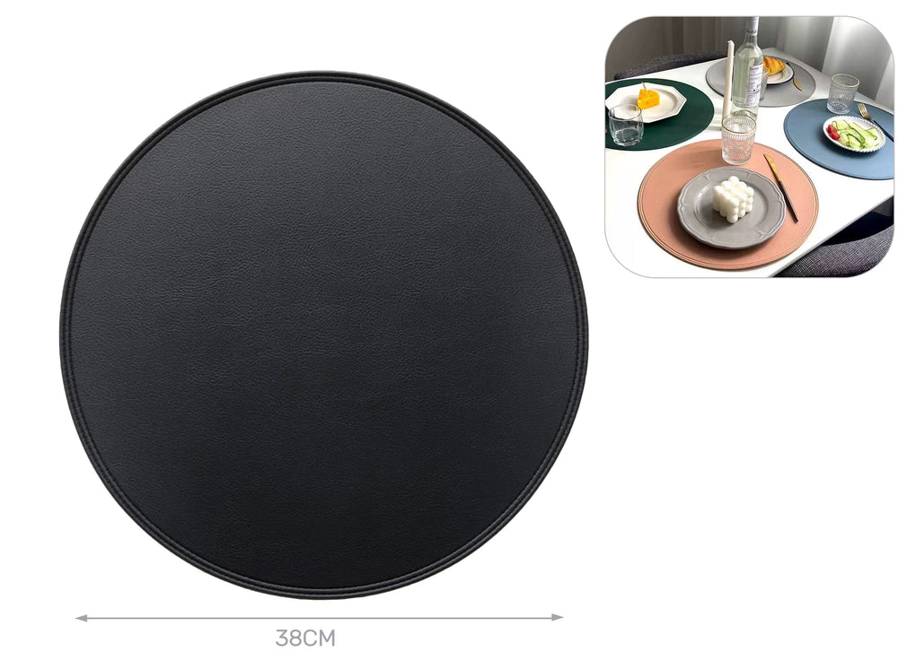 Round placemat 38x38cm black