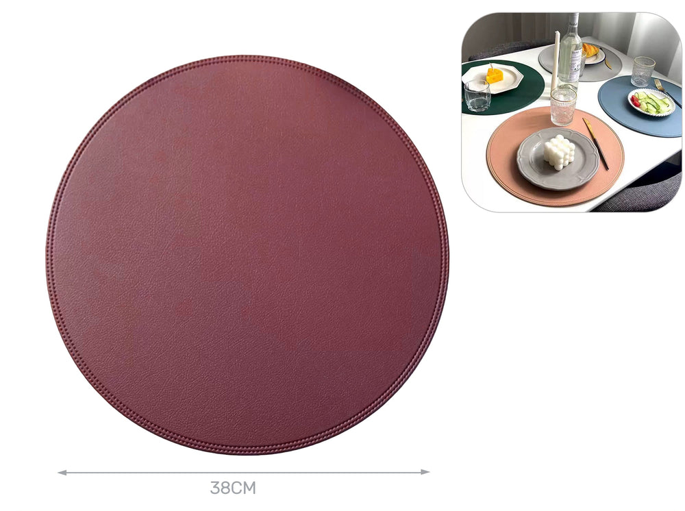 Round placemat 38x38cm red